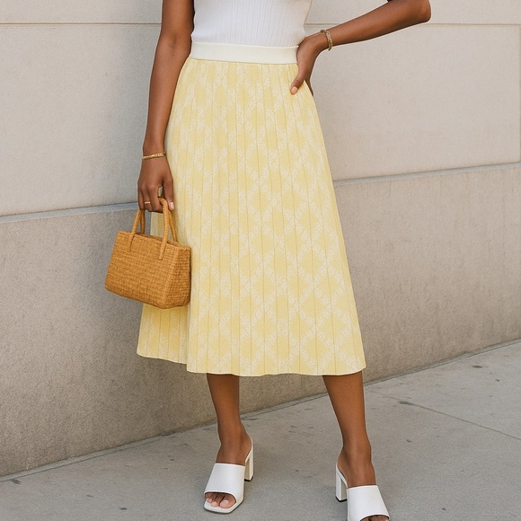 A.L.C. Dresses & Skirts - New A.L.C knit cotton pleated Butter yellow midi skirt
